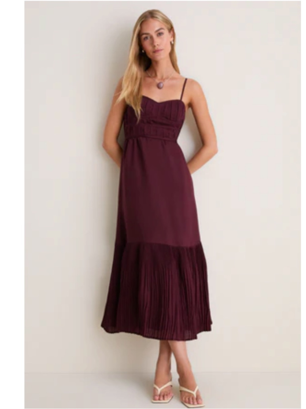 Moon River from Tuckernuck Wine Midi Spaghetti-Strap Dress
